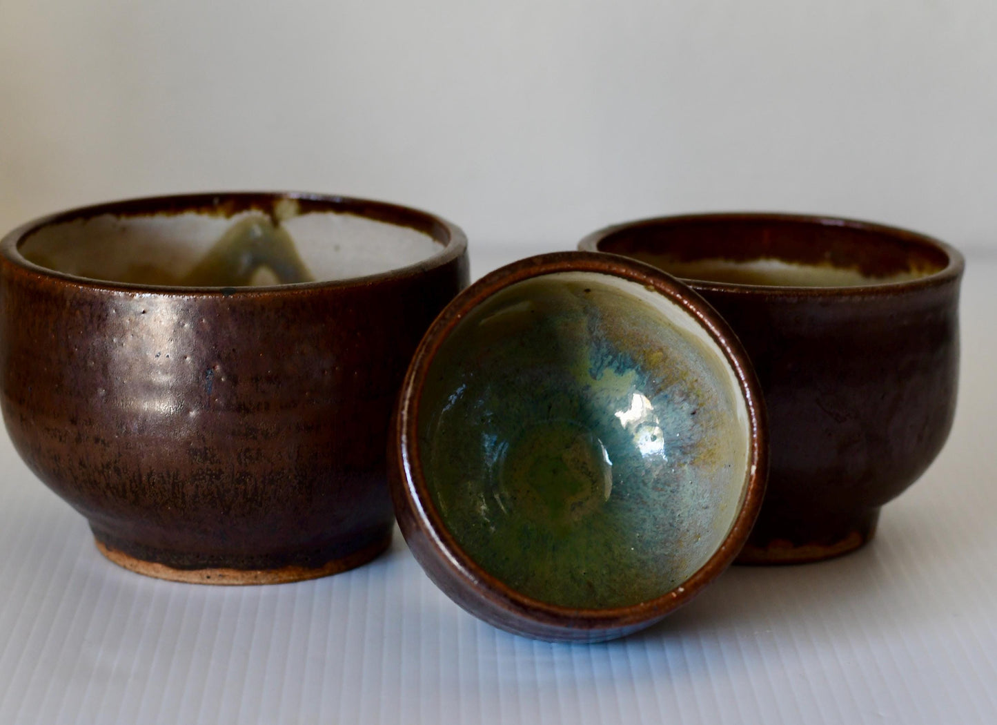 Vintage Set Of 3 Studio Pottery Small Bowls Signed Marylou