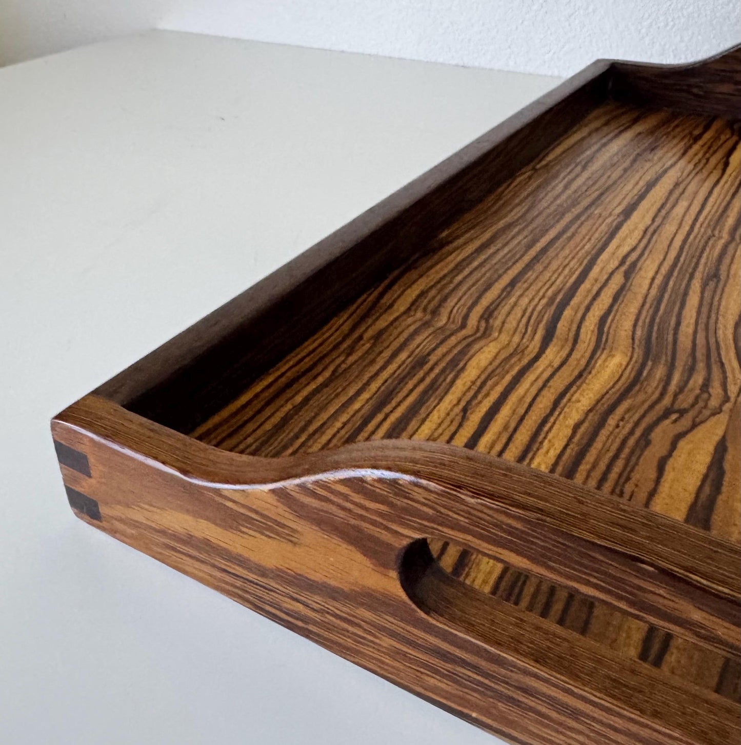 Vintage Exotic Zebra Wood Serving Tray 24 X 13