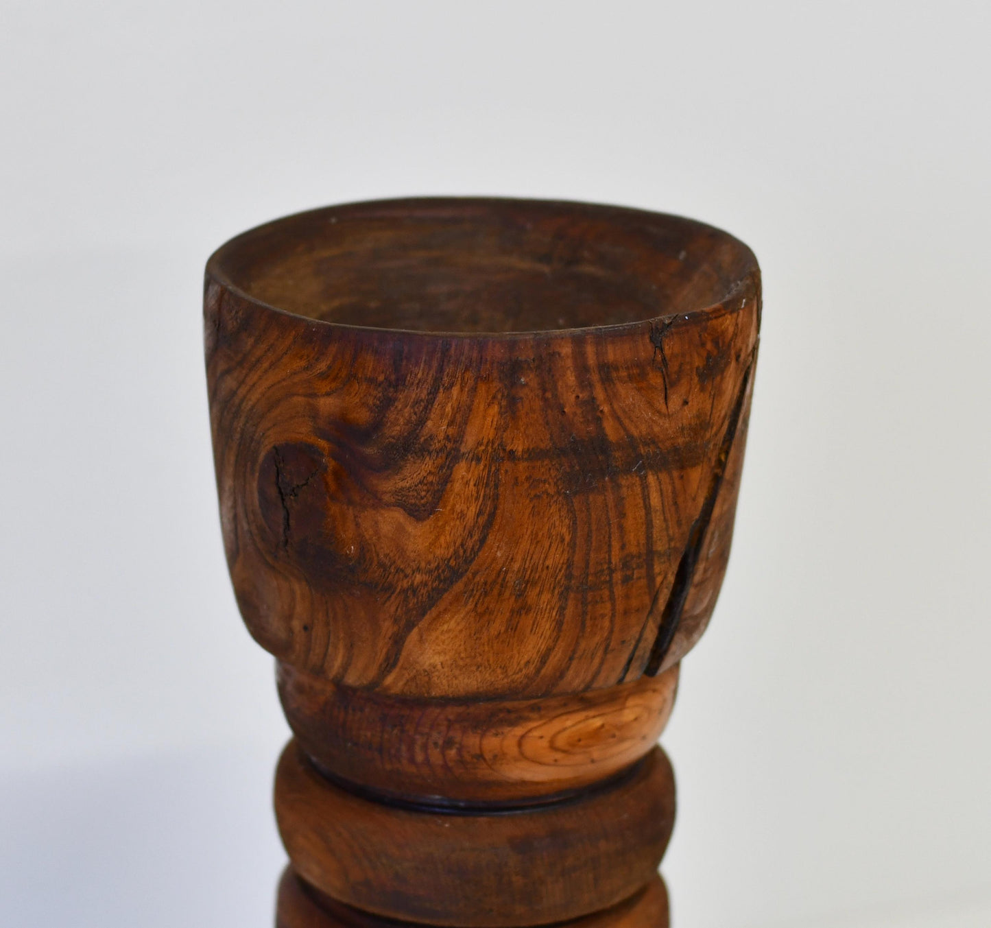 Vintage Handmade Wood Floor Candle Holder