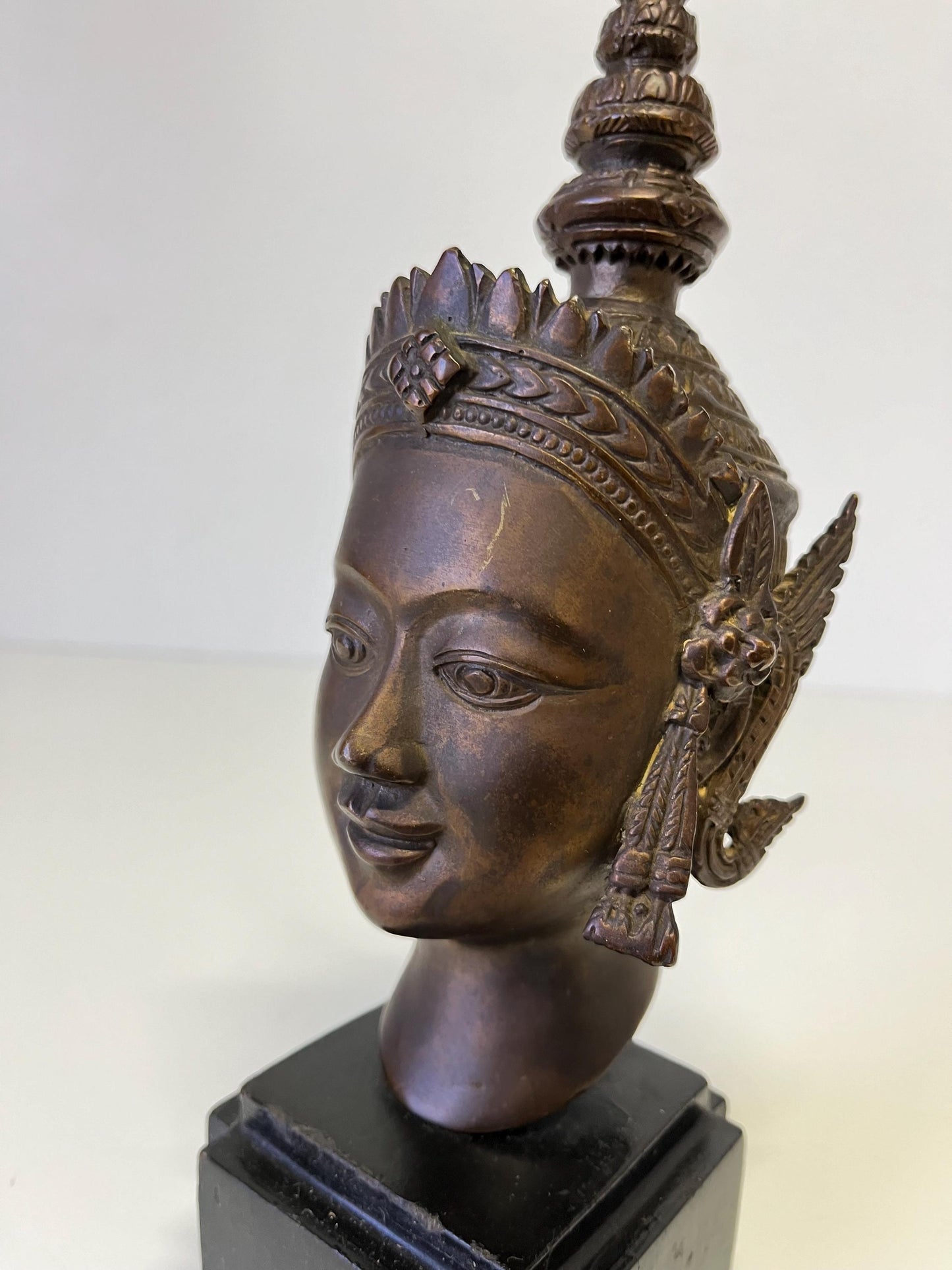 Vintage Bronze Thai Buddha Goddess Dancer Sculpture Bust