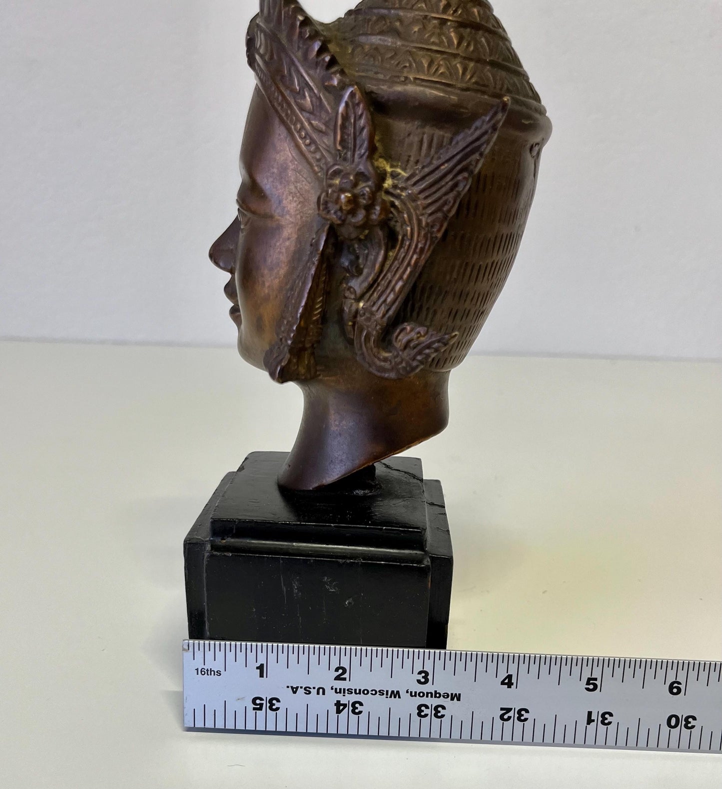 Vintage Bronze Thai Buddha Goddess Dancer Sculpture Bust