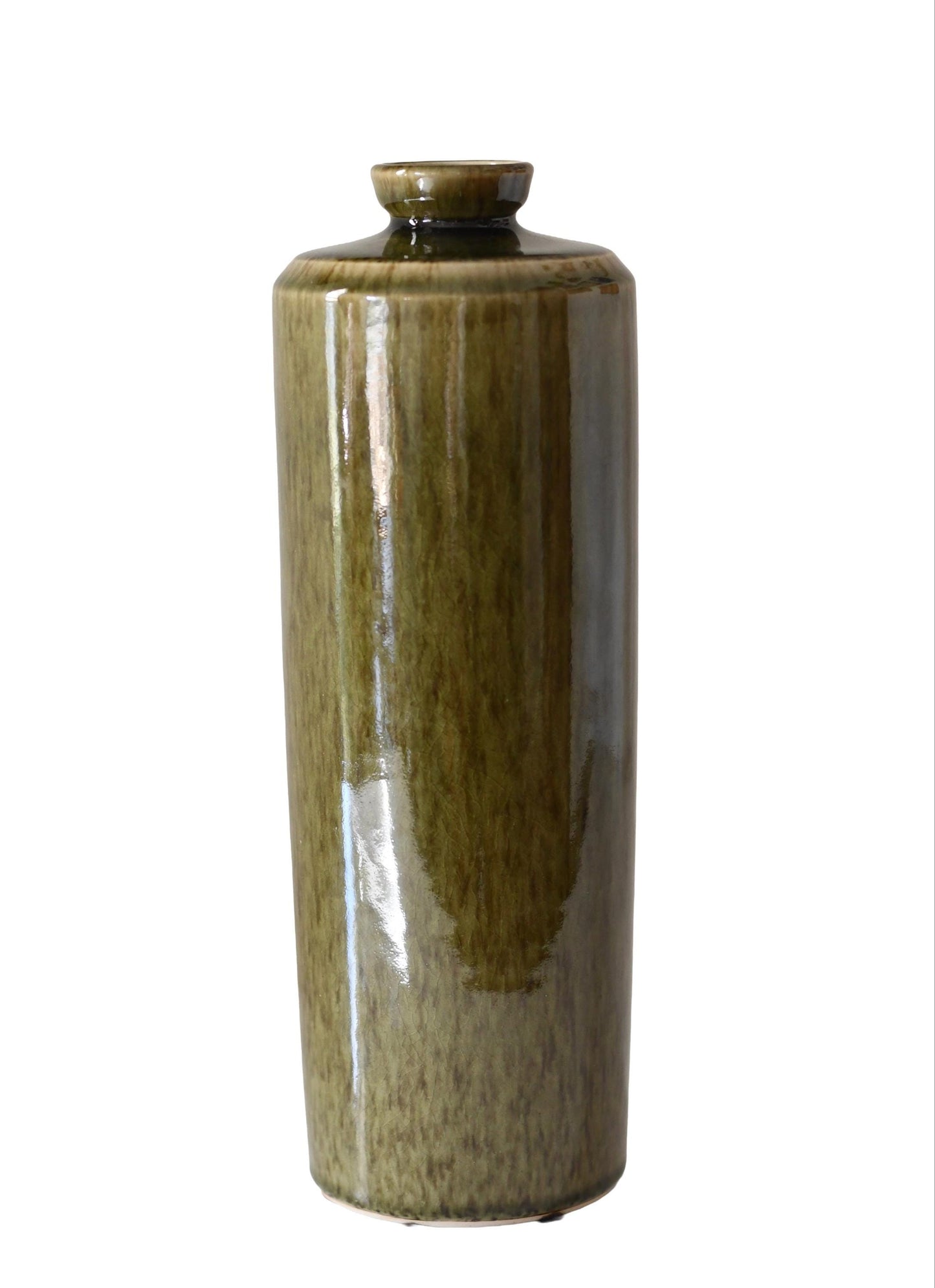 Vintage Maitland Smith Green Crackle Ceramic Vase Thailand Pottery Signed