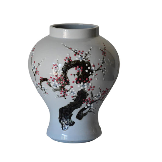 Vintage Japanese Porcelain Vase Hand painted Cherry Blossoms