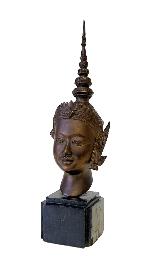 Vintage Bronze Thai Buddha Goddess Dancer Sculpture Bust