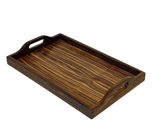 Vintage Exotic Zebra Wood Serving Tray 24 X 13