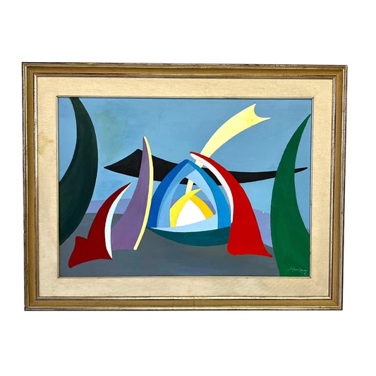 Original Amintore Fanfani Abstract Oil Painting Nativita Grande