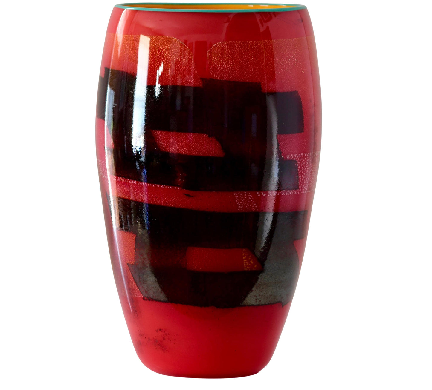 Michael Sosin Signed Kanji Red Art Glass Vase 1998