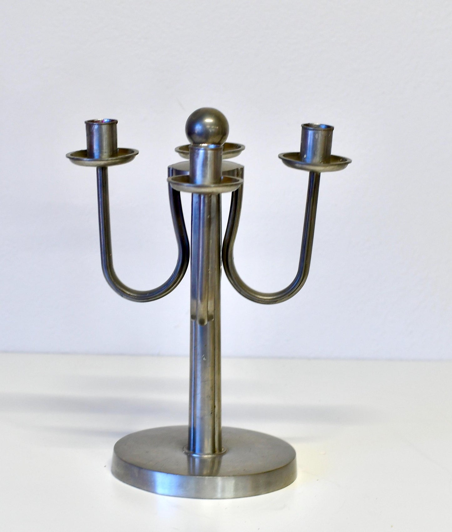 Art Deco Candle Holder Pewter Candelabrum By Eugen Wiedamann Germany