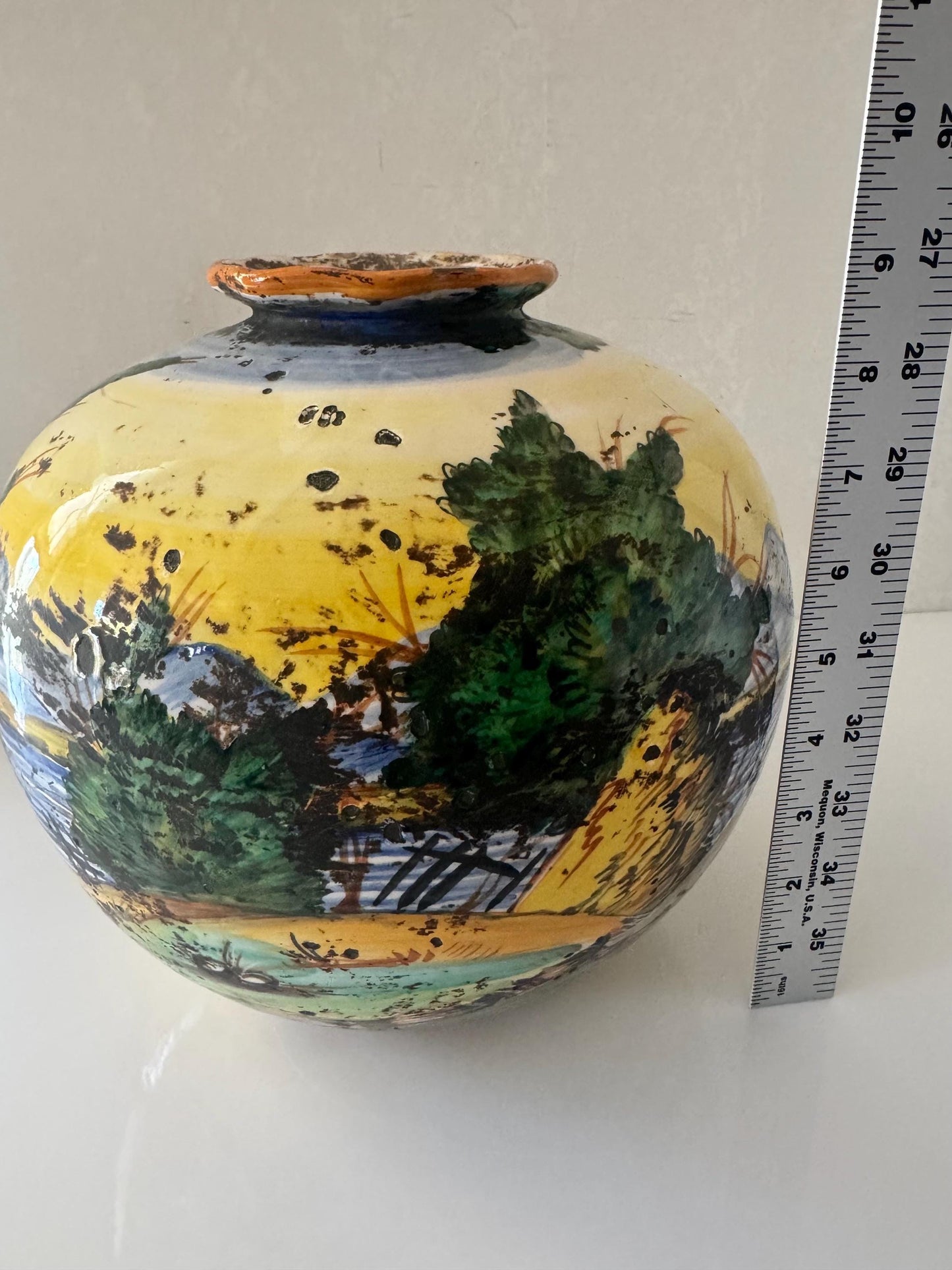 Antique Italian Majolica Vase Hand Painted