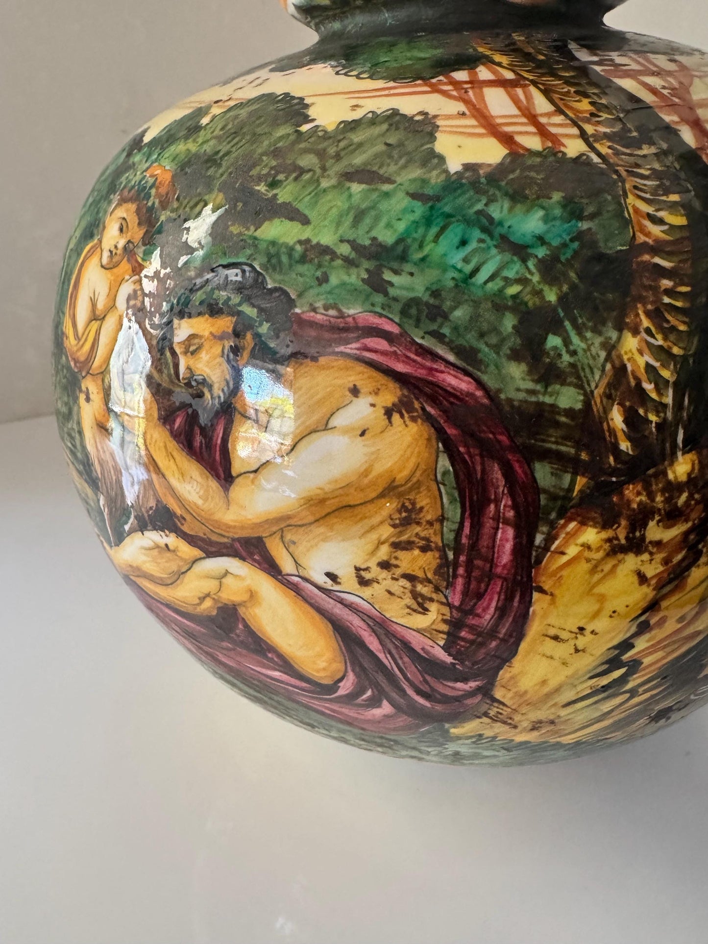 Antique Italian Majolica Vase Hand Painted