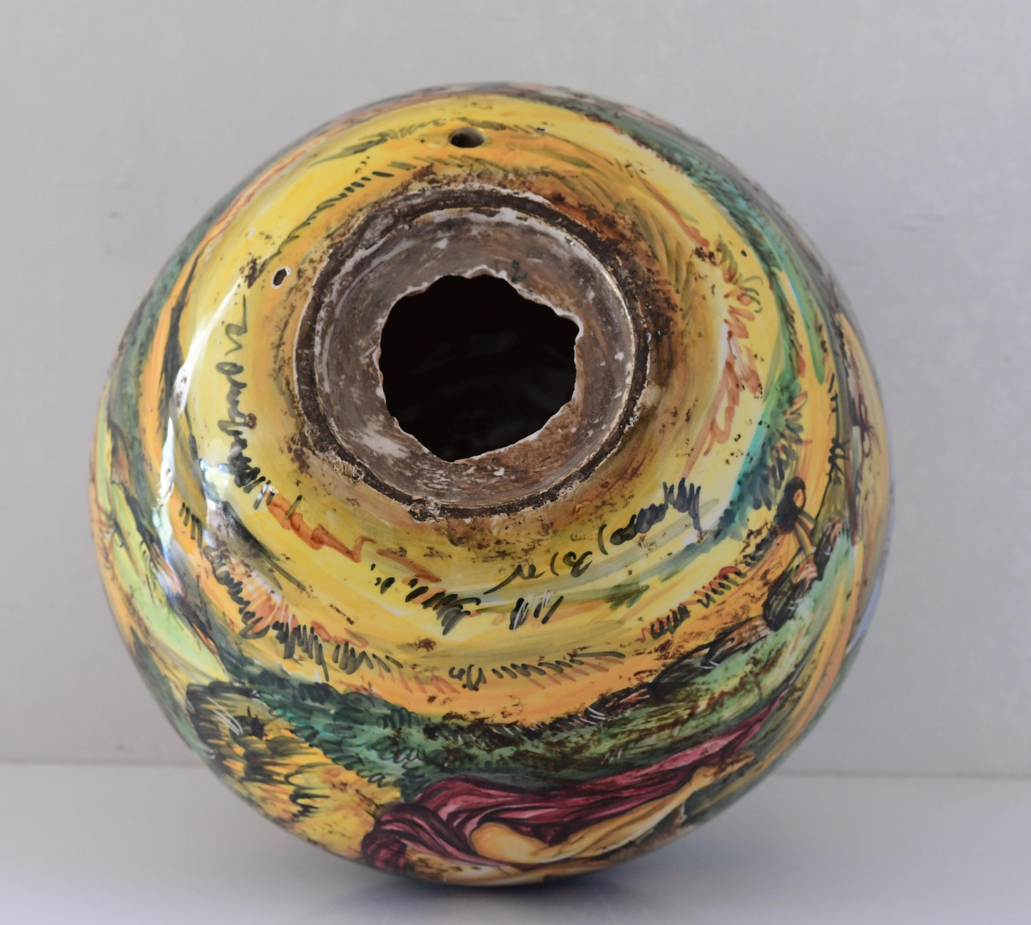 Antique Italian Majolica Vase Hand Painted