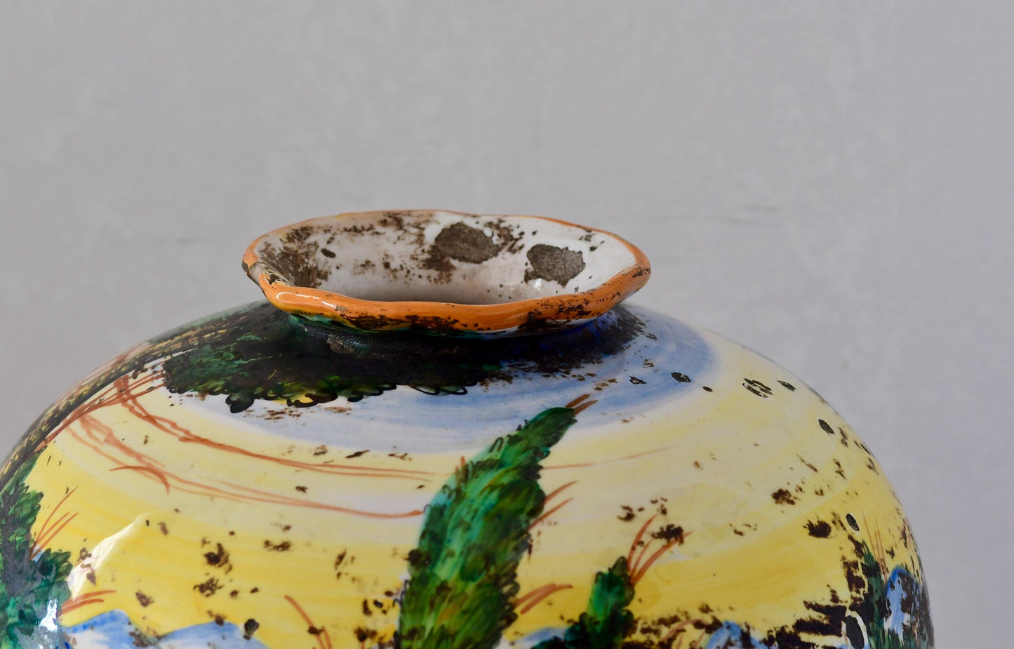 Antique Italian Majolica Vase Hand Painted