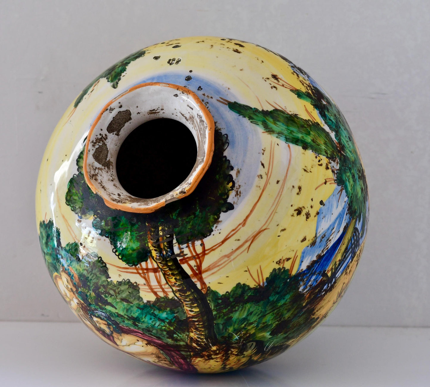 Antique Italian Majolica Vase Hand Painted