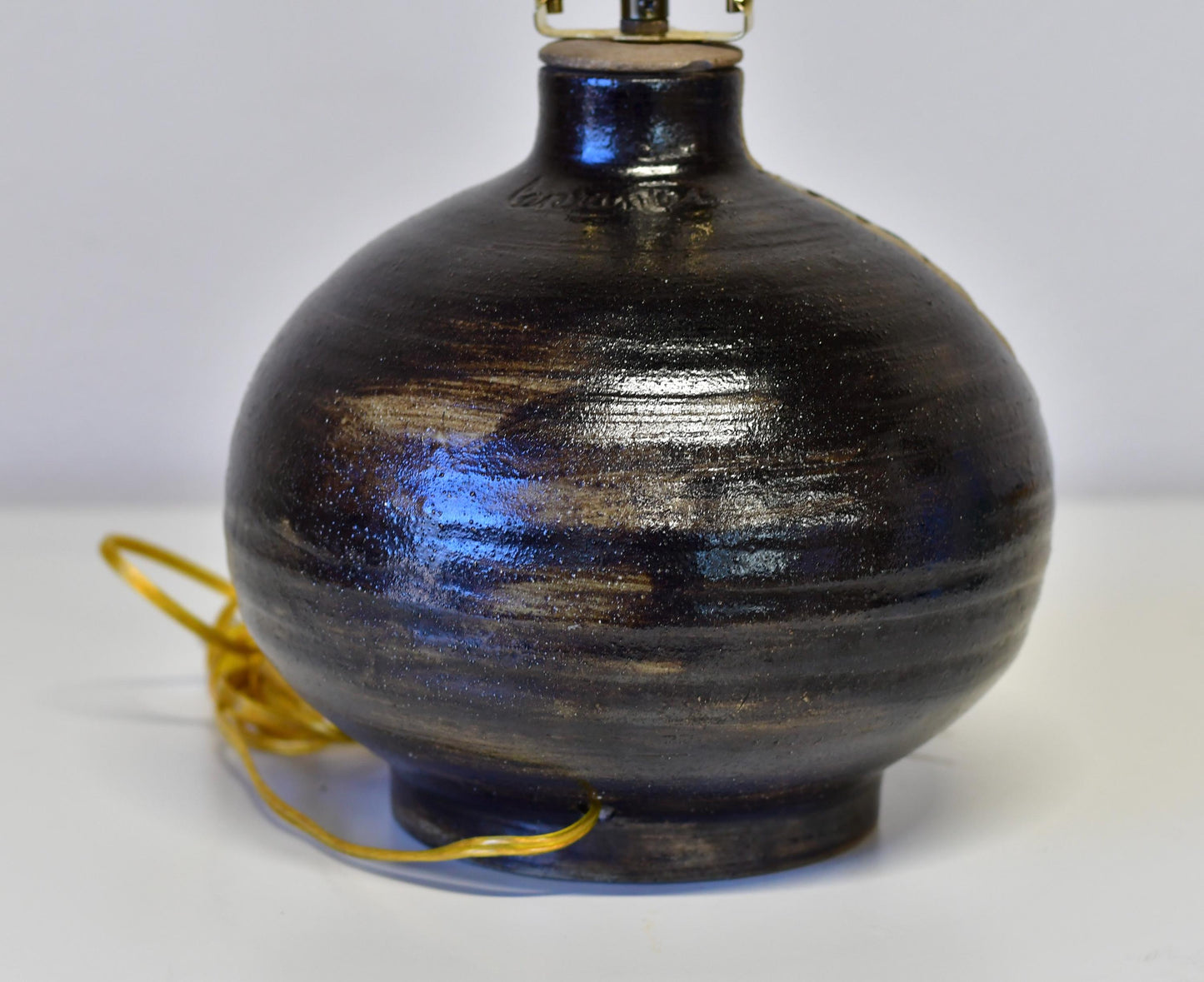 Vintage Mid Century Ceramic Art Pottery Lamp Signed Cervantes Mexico