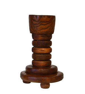 Vintage Handmade Wood Floor Candle Holder