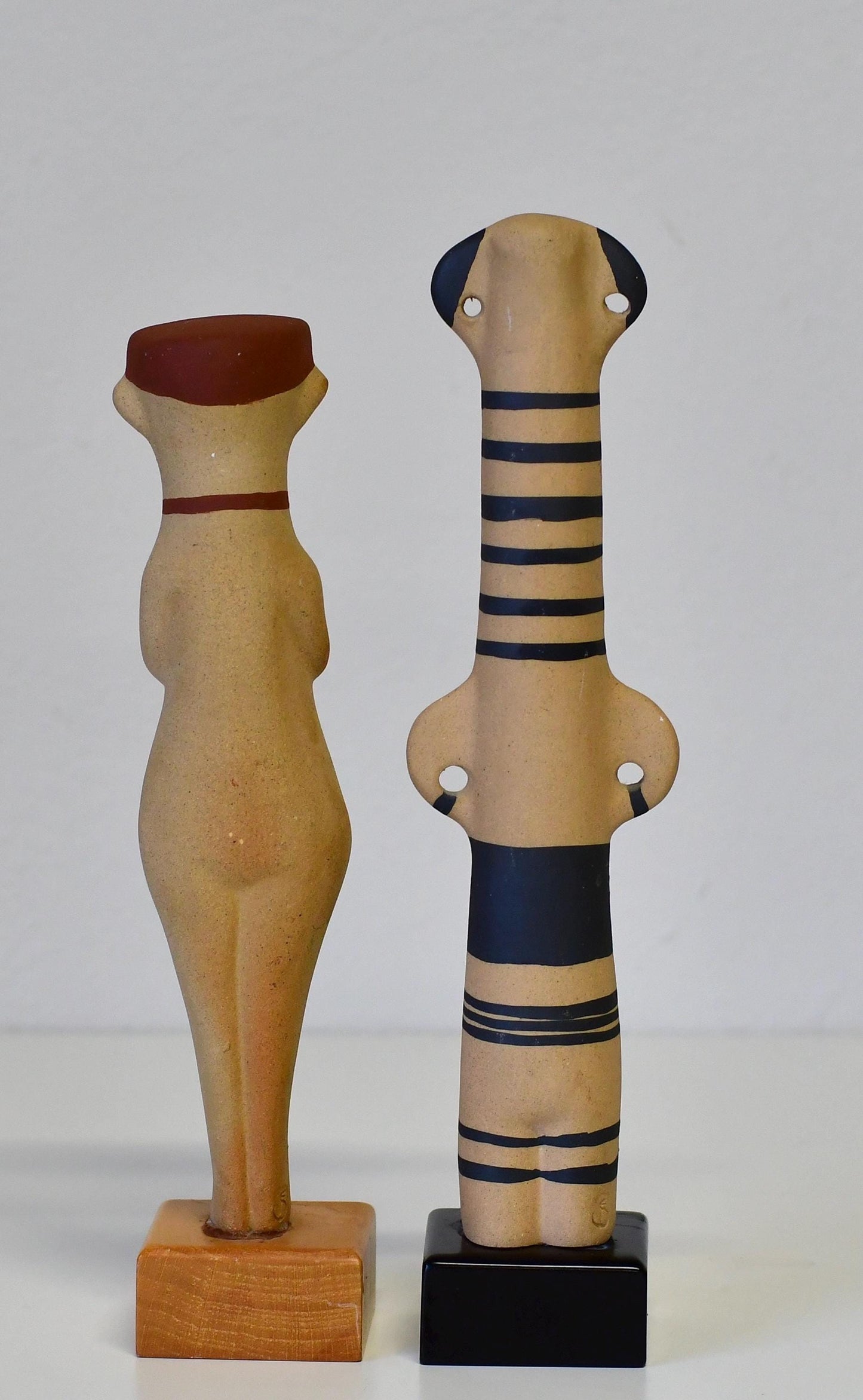 Vintage Greek Male & Female Pottery Idol Sculptures Zande Pierides Cypriote
