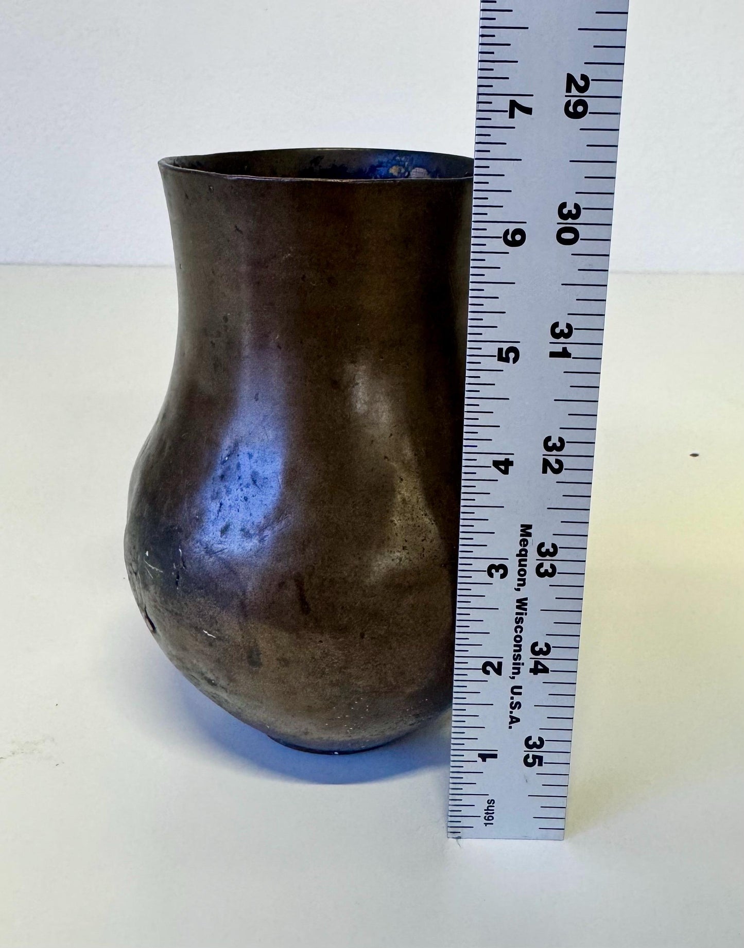 Antique Hand Hammered Copper Vessel Vase 19th Century 6.5” Tall