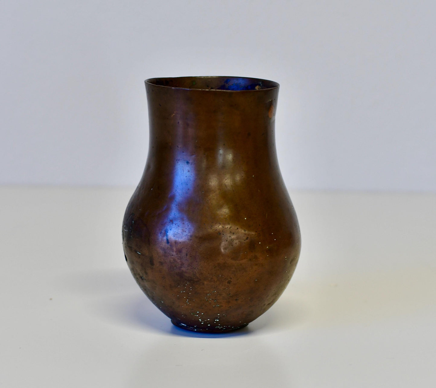 Antique Hand Hammered Copper Vessel Vase 19th Century 6.5” Tall