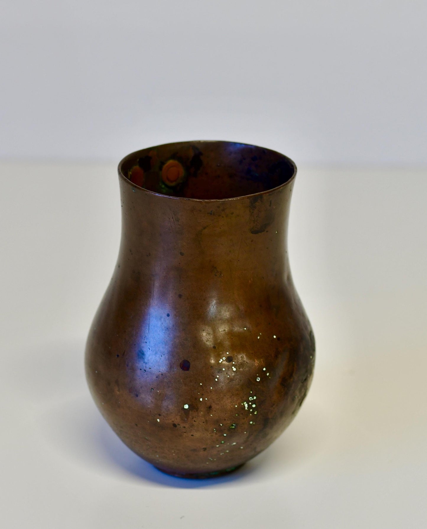 Antique Hand Hammered Copper Vessel Vase 19th Century 6.5” Tall