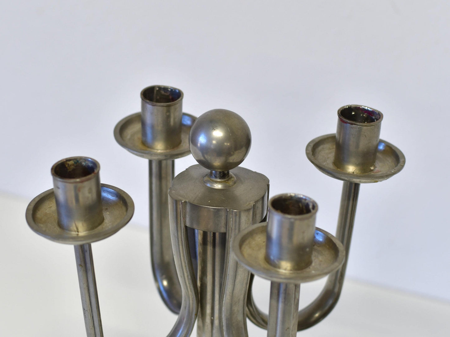 Art Deco Candle Holder Pewter Candelabrum By Eugen Wiedamann Germany