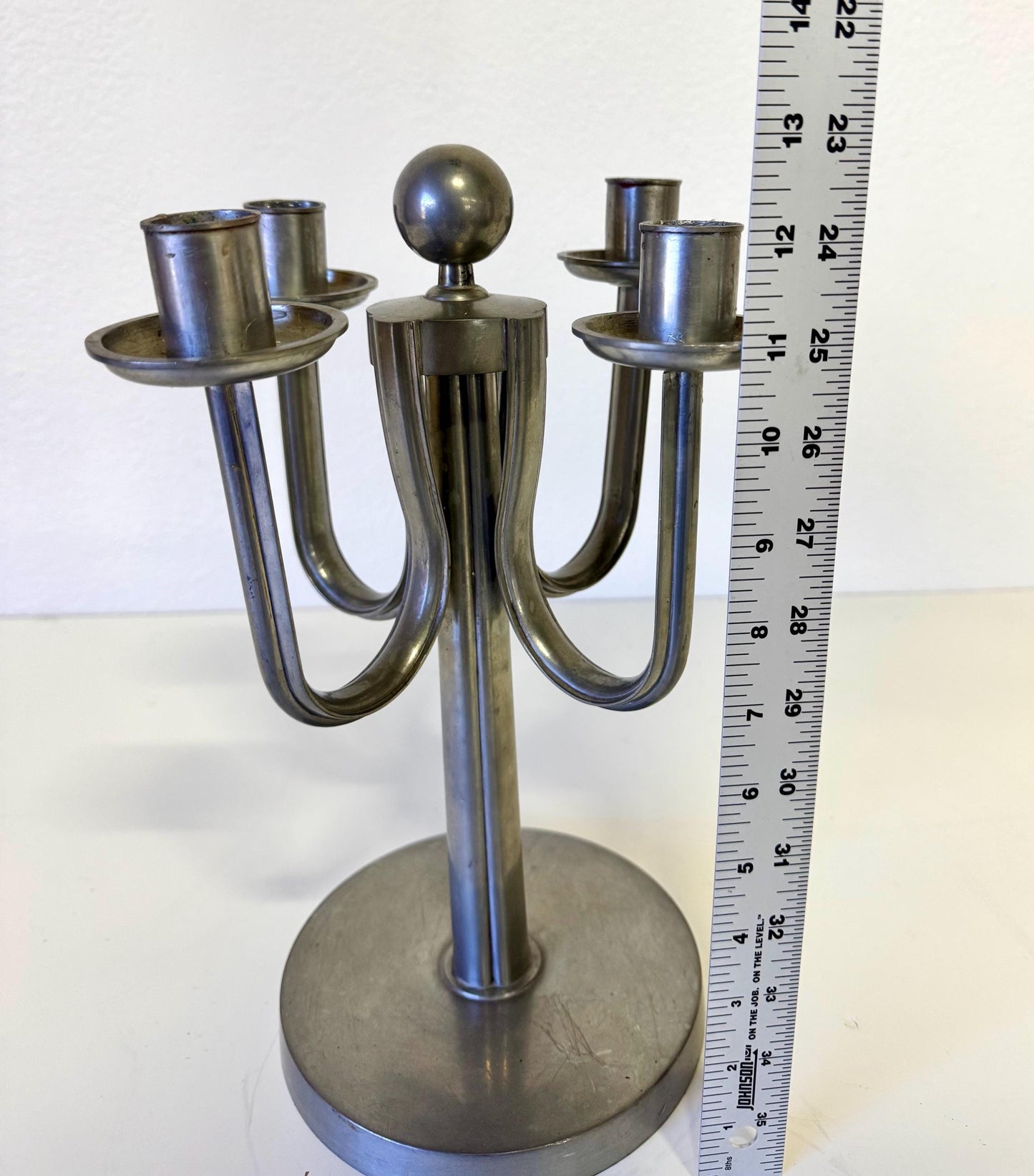 Art Deco Candle Holder Pewter Candelabrum By Eugen Wiedamann Germany