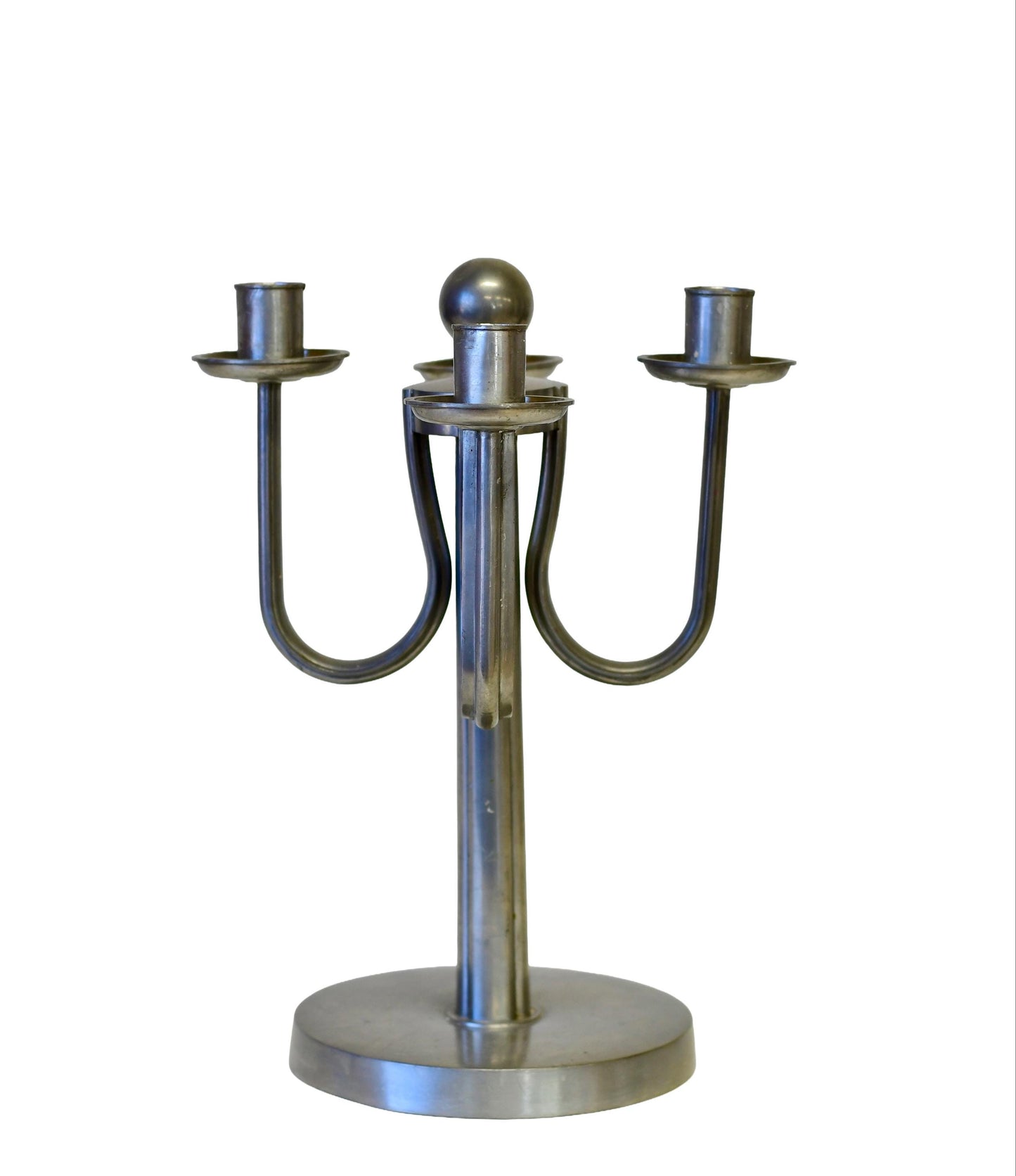 Art Deco Candle Holder Pewter Candelabrum By Eugen Wiedamann Germany