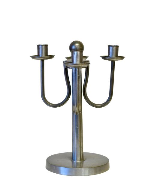 Art Deco Candle Holder Pewter Candelabrum By Eugen Wiedamann Germany