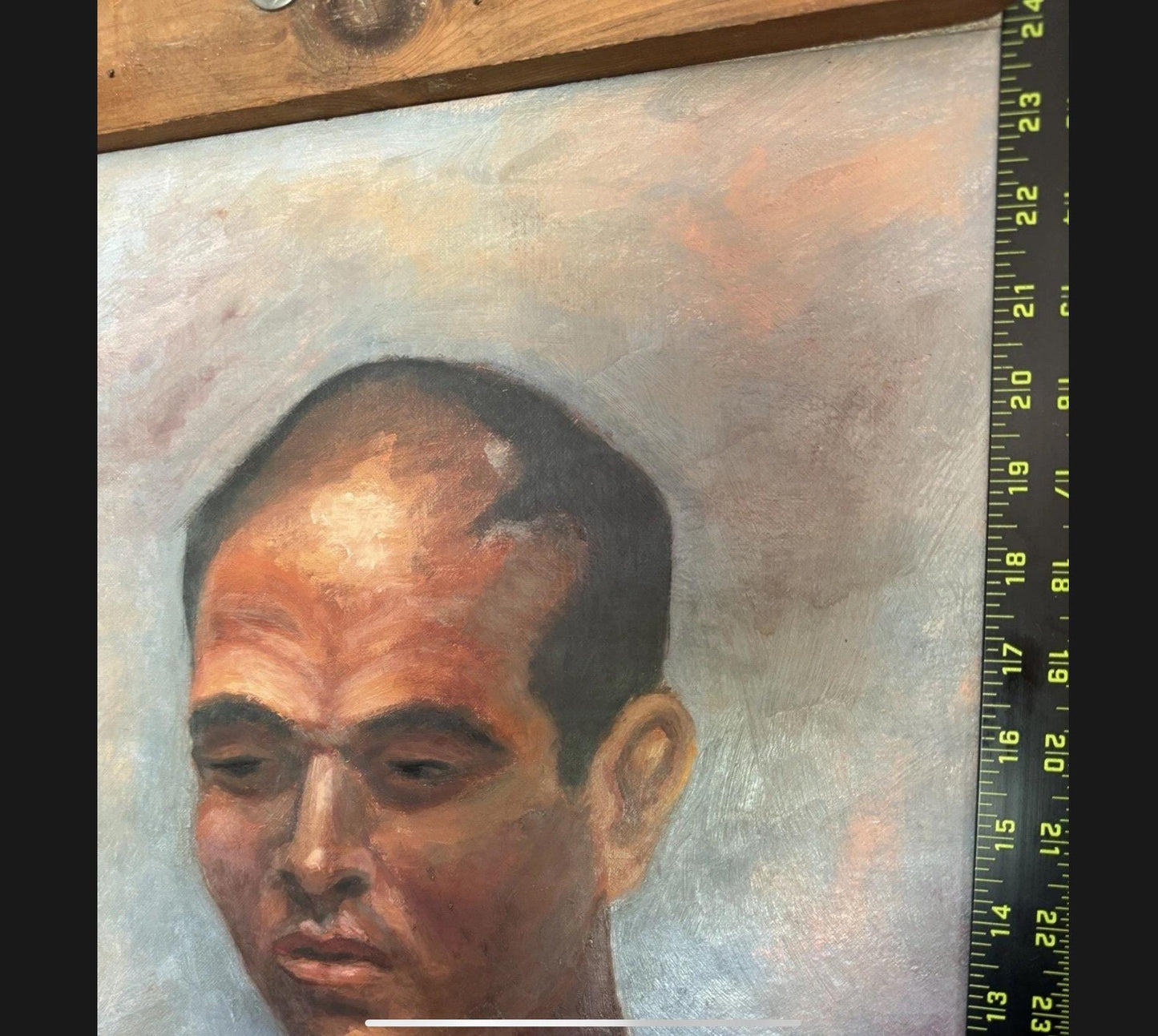 Original Mid Century Art Painting of Man Portrait Signed B. Hensley