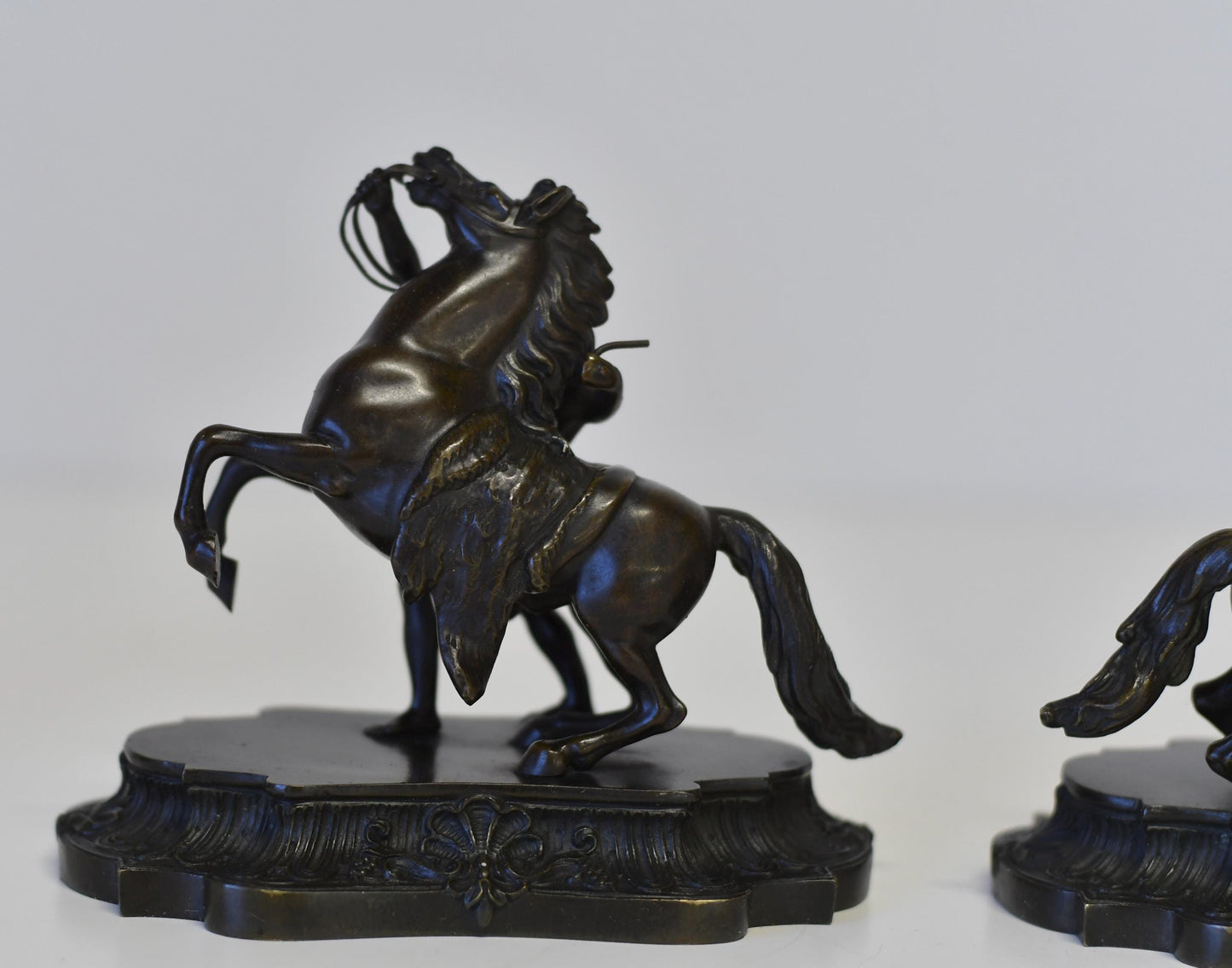 Vntg Pair Of Bronze Sculptures Horse Of Marly After Guillaume Coustou Bookends