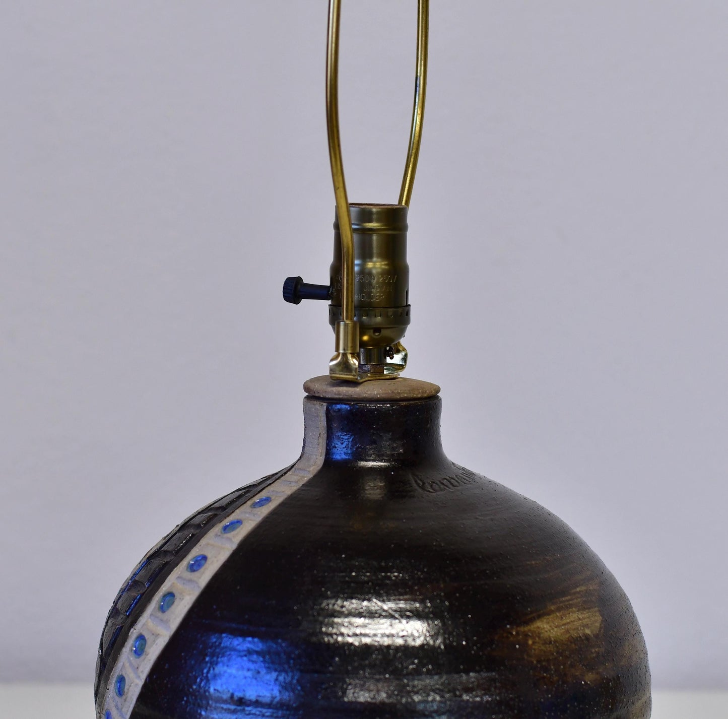 Vintage Mid Century Ceramic Art Pottery Lamp Signed Cervantes Mexico