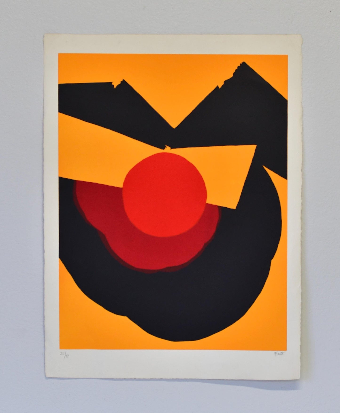 Vintage Post Modern Art Luis Feito Lopez Screen Print Titled Circulo X #25/99