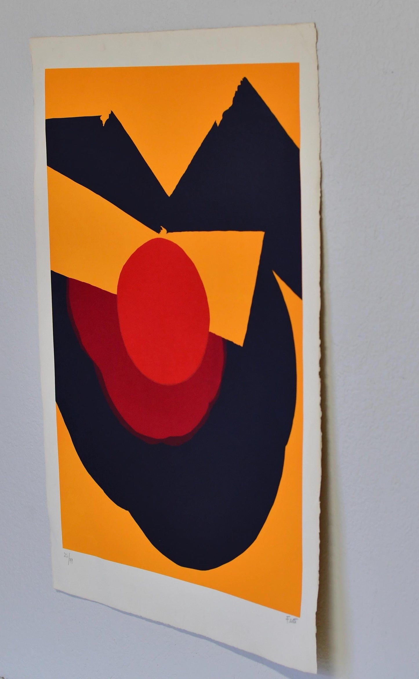 Vintage Post Modern Art Luis Feito Lopez Screen Print Titled Circulo X #25/99