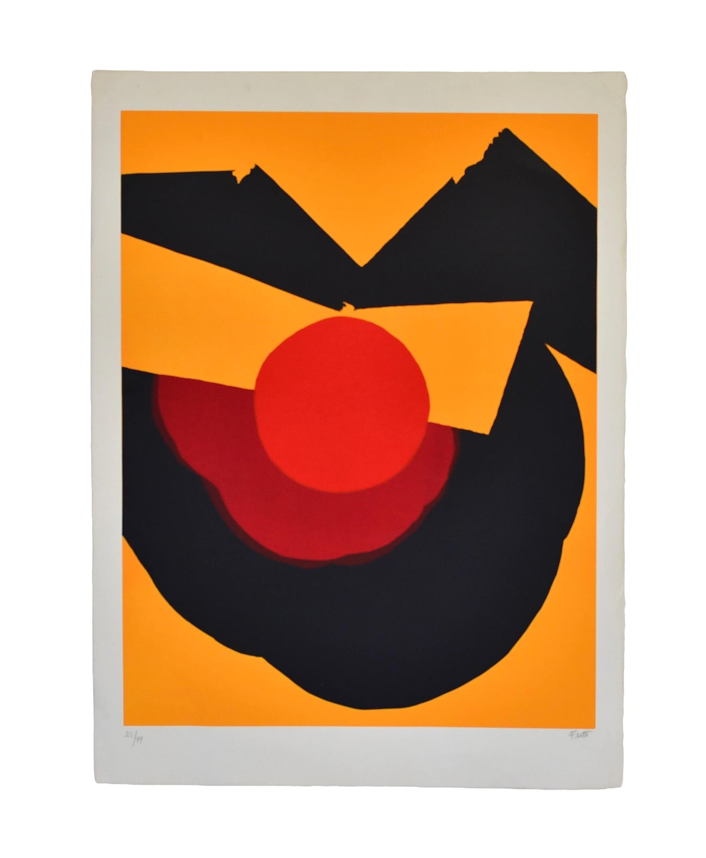 Vintage Post Modern Art Luis Feito Lopez Screen Print Titled Circulo X #25/99