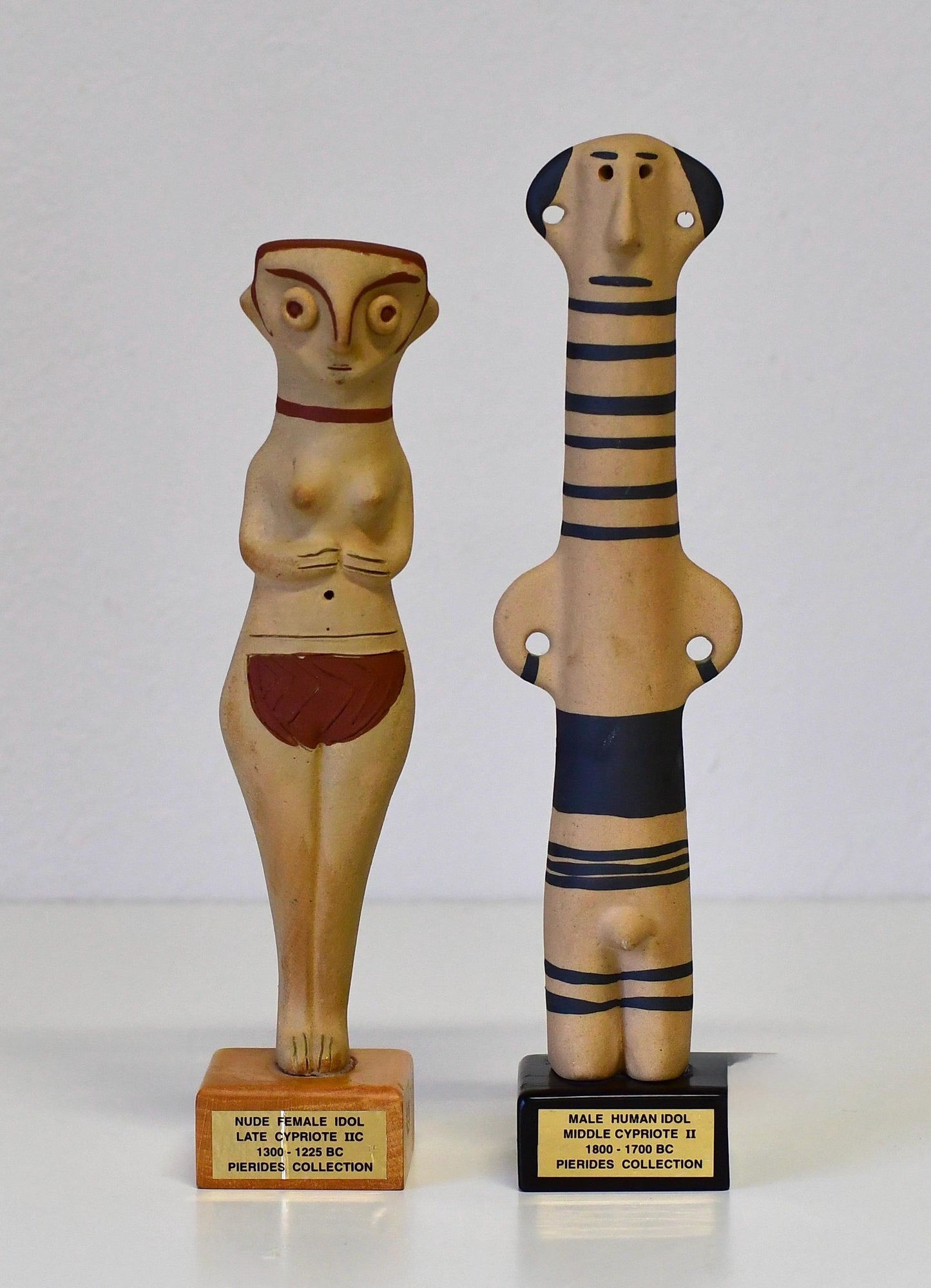 Vintage Greek Male & Female Pottery Idol Sculptures Zande Pierides Cypriote