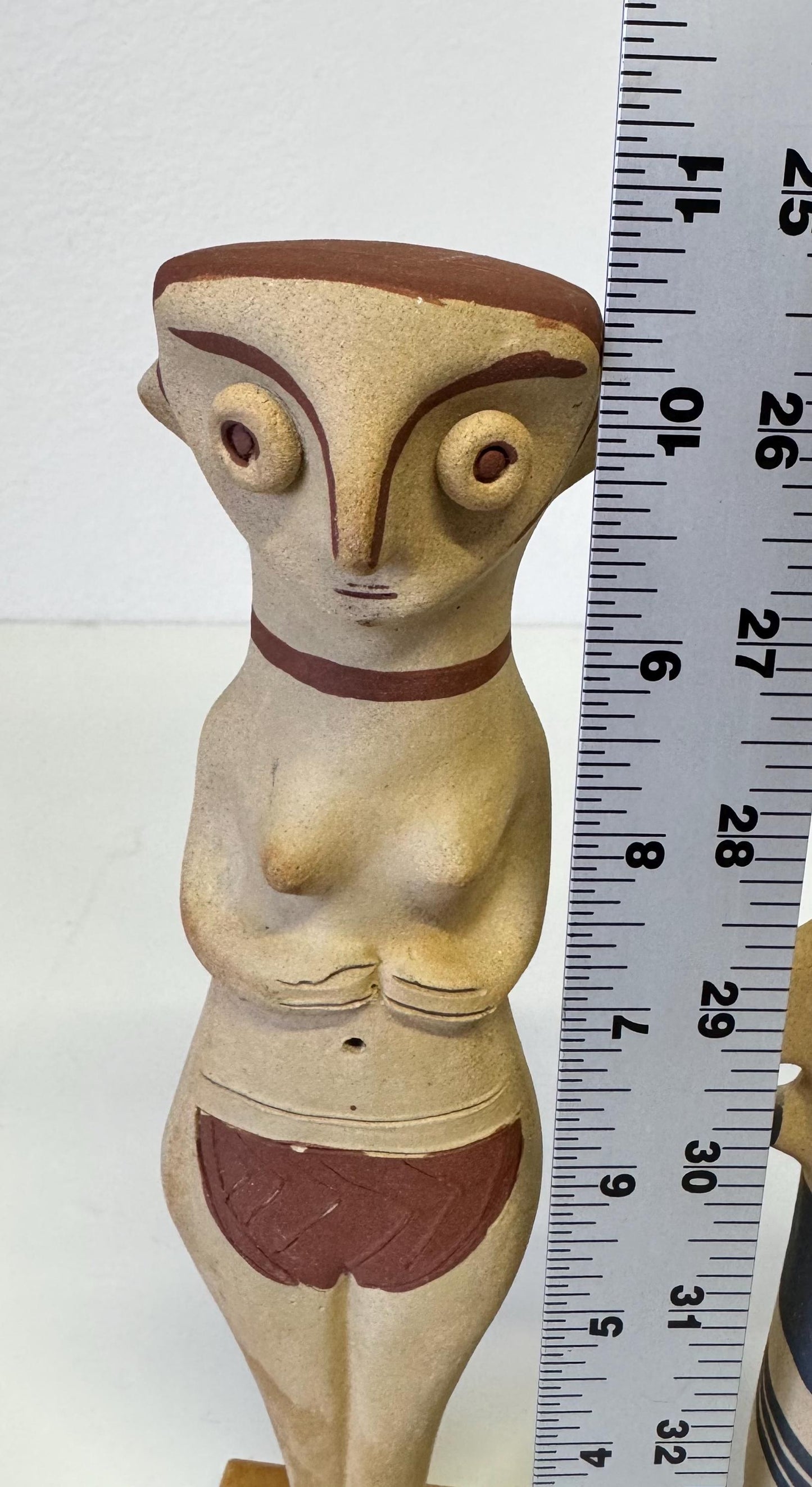 Vintage Greek Male & Female Pottery Idol Sculptures Zande Pierides Cypriote