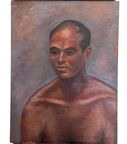 Original Mid Century Art Painting of Man Portrait Signed B. Hensley
