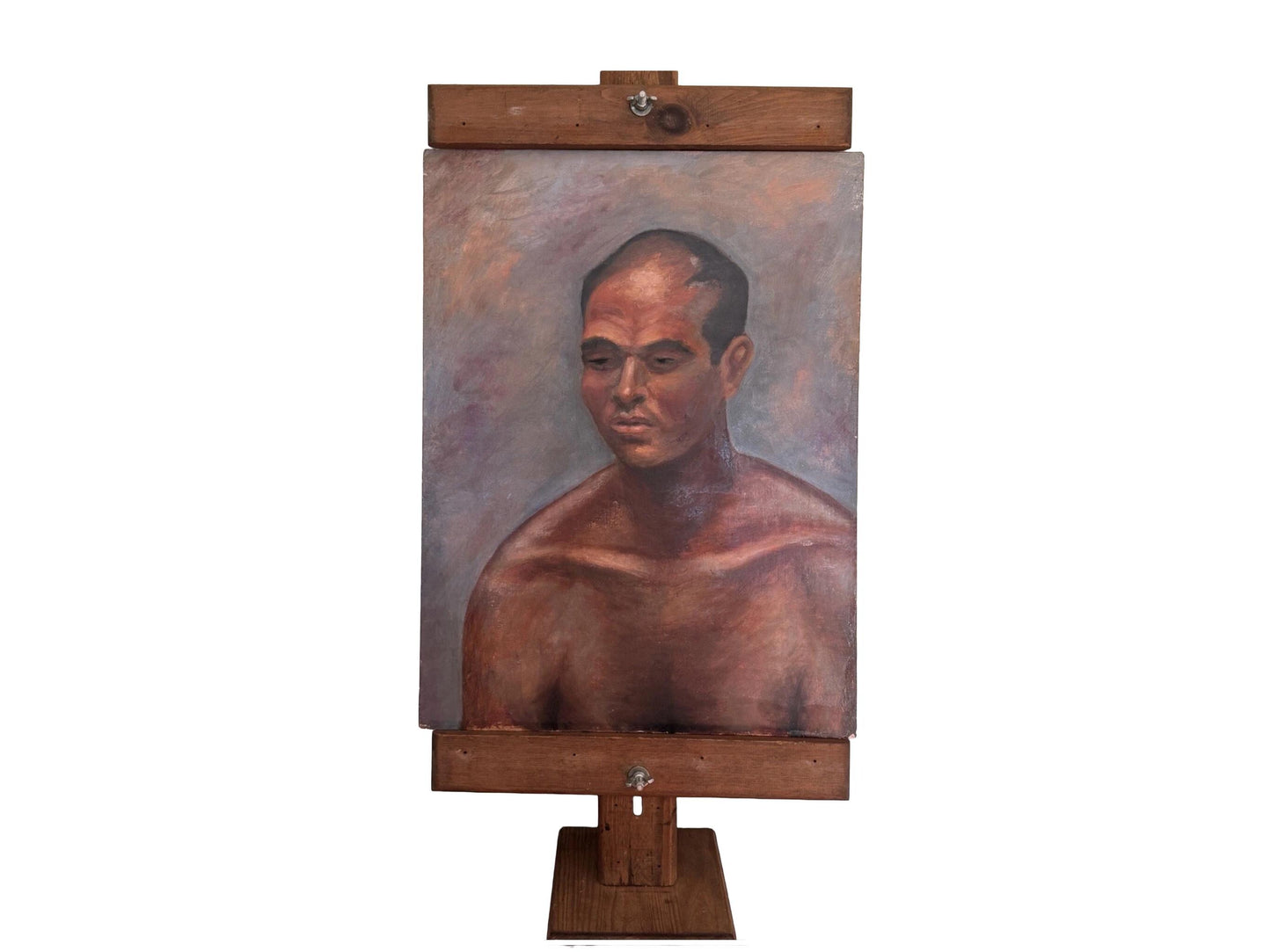 Original Mid Century Art Painting of Man Portrait Signed B. Hensley