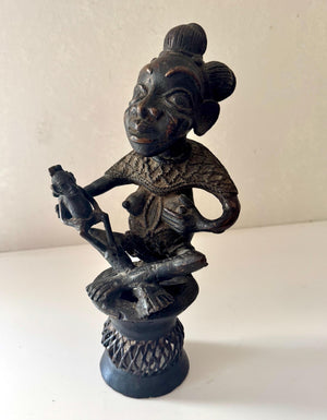 Antique Bamum Bronze Maternity Mother Figure Sculpture African Tribal Art