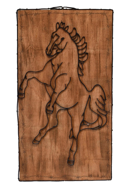 Western Wrought Iron Metal Stallion Horse Wall Art Sculpture 40” Tall