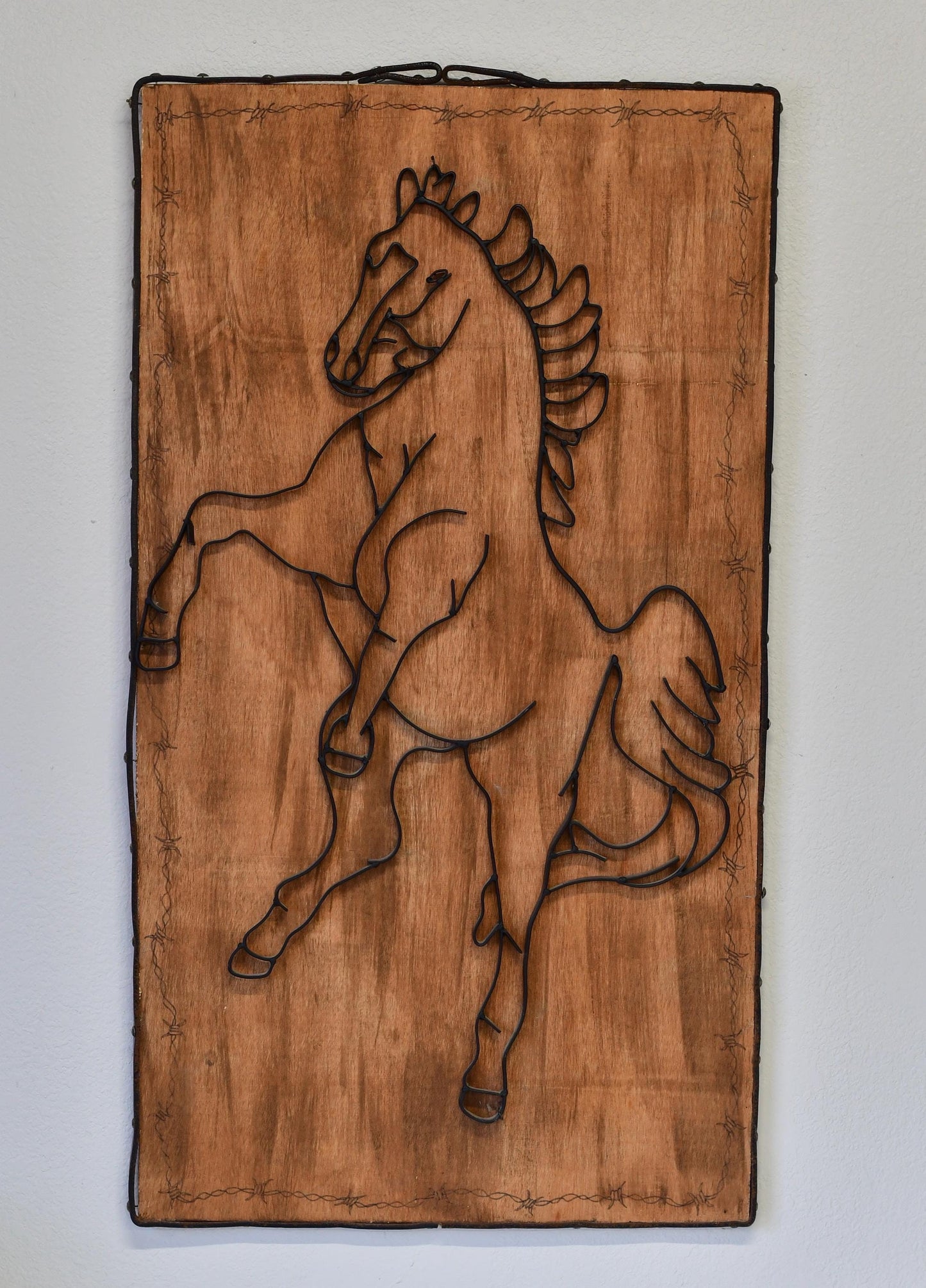 Western Wrought Iron Metal Stallion Horse Wall Art Sculpture 40” Tall