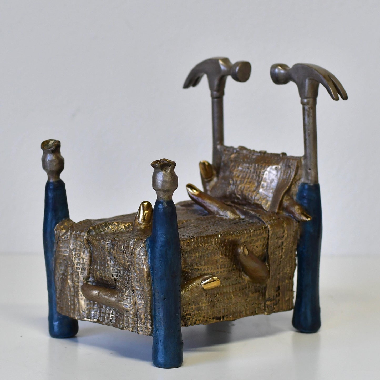 Post Modern Art Leah Poller Bronze Sculpture Titled Bed of Nails 1993