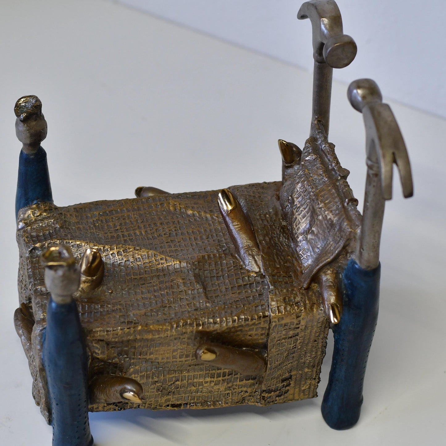Post Modern Art Leah Poller Bronze Sculpture Titled Bed of Nails 1993