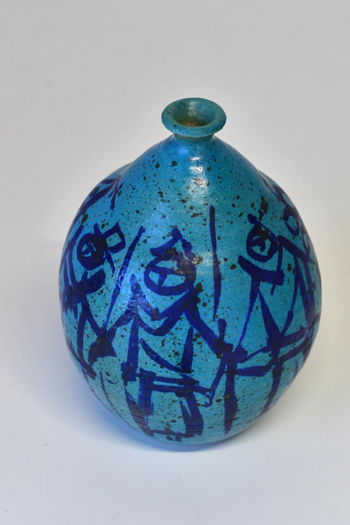Vintage Mid Century Maurice Grossman Studio Art Pottery Vase Blue Green