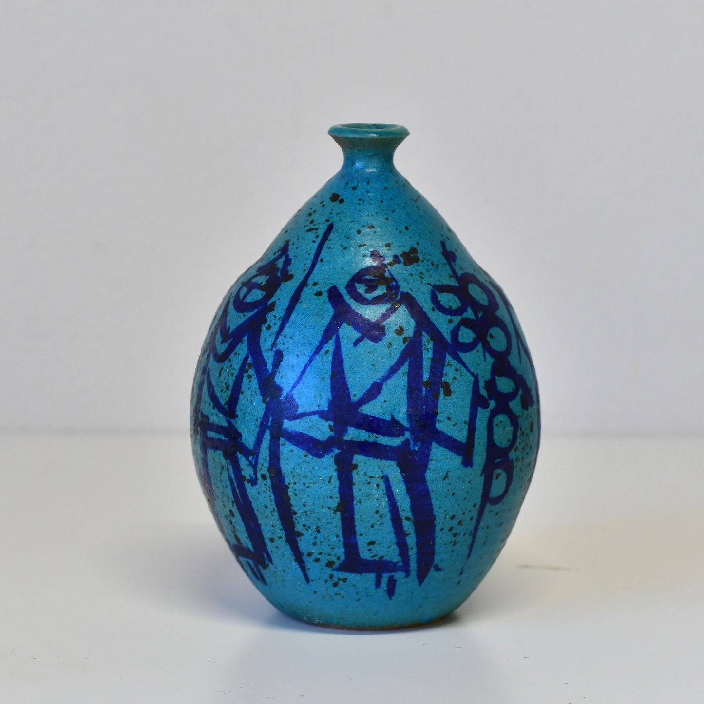 Vintage Mid Century Maurice Grossman Studio Art Pottery Vase Blue Green