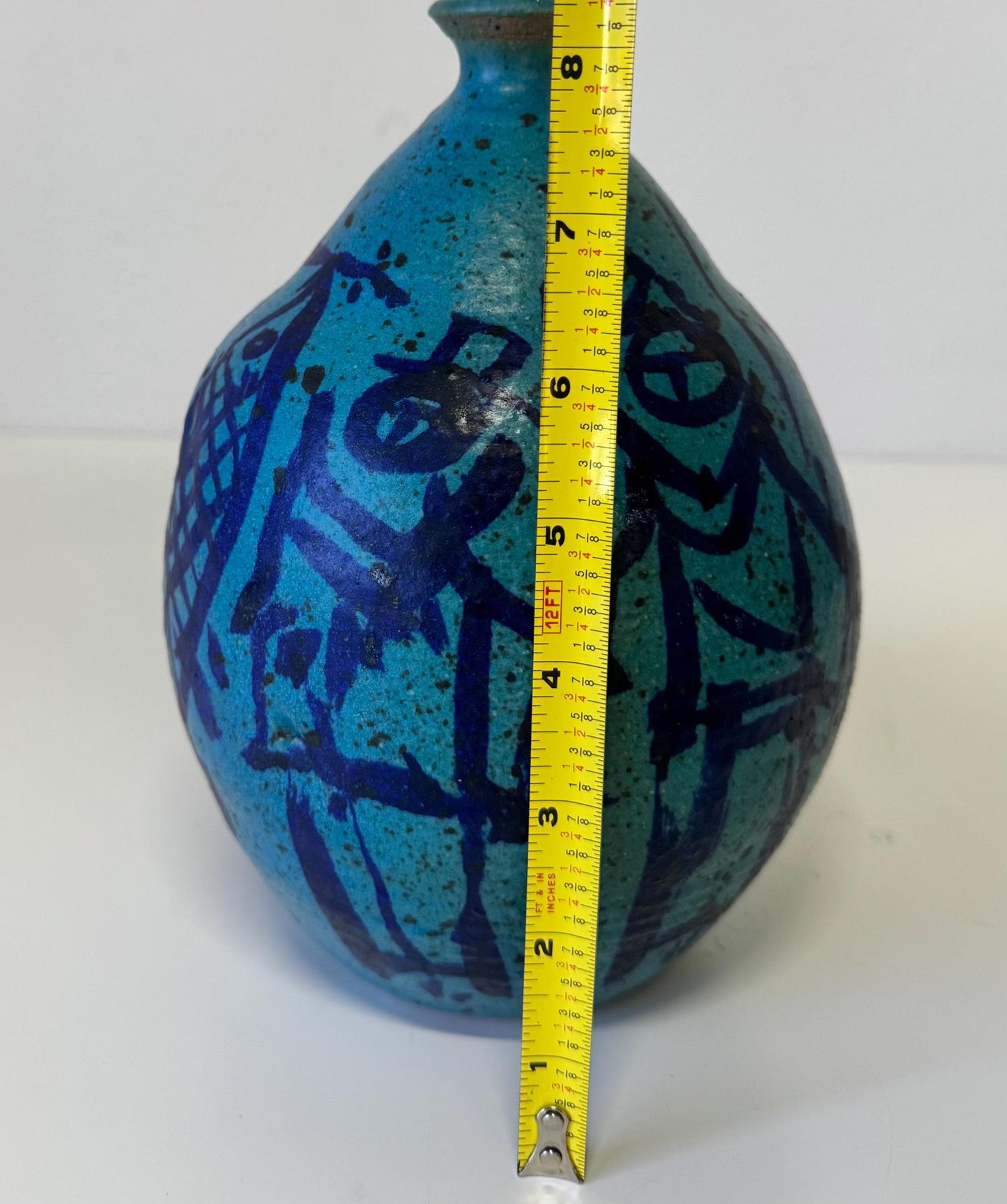 Vintage Mid Century Maurice Grossman Studio Art Pottery Vase Blue Green