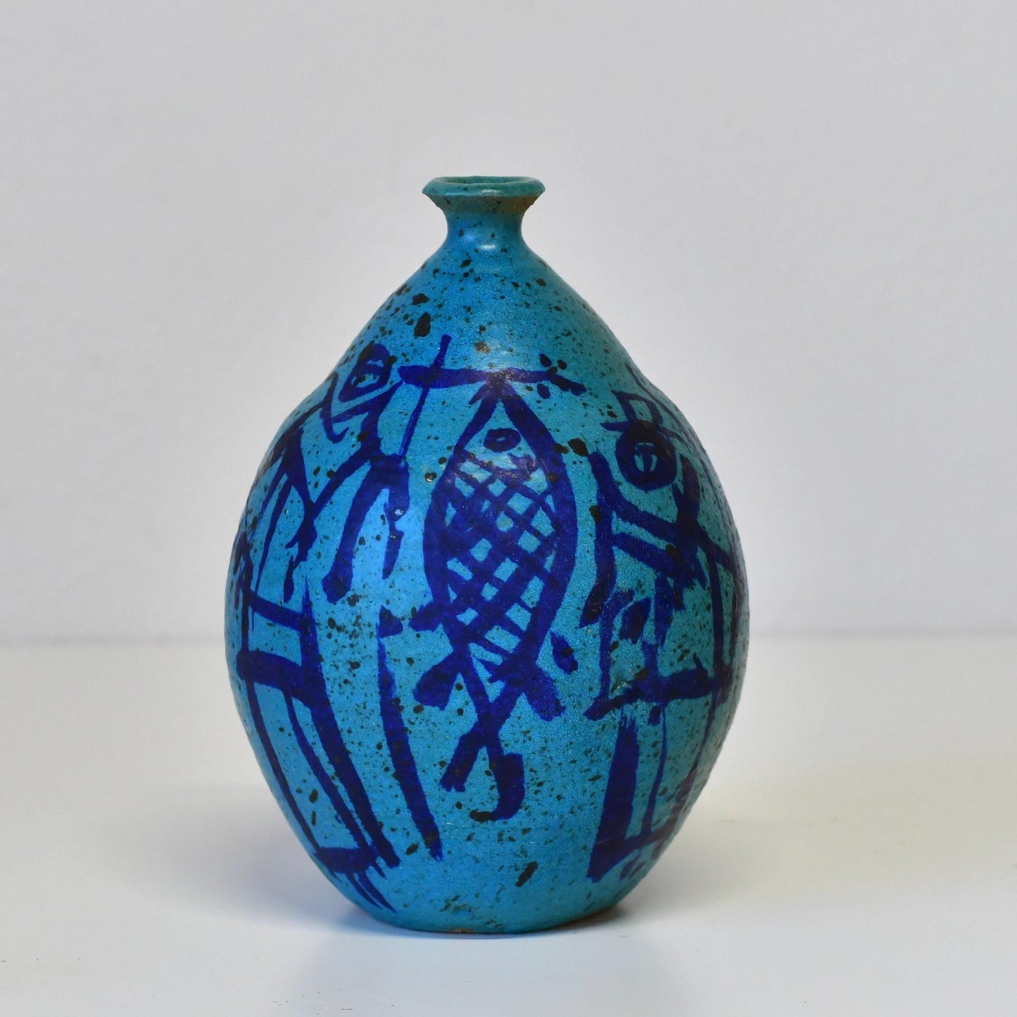 Vintage Mid Century Maurice Grossman Studio Art Pottery Vase Blue Green