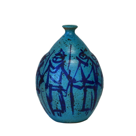 Vintage Mid Century Maurice Grossman Studio Art Pottery Vase Blue Green