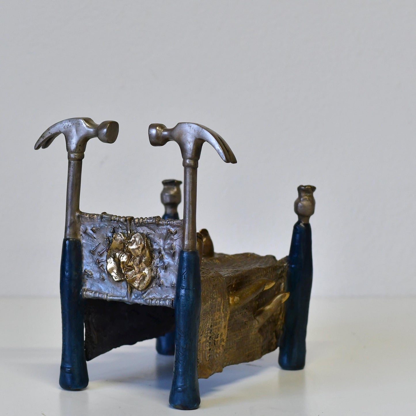 Post Modern Art Leah Poller Bronze Sculpture Titled Bed of Nails 1993