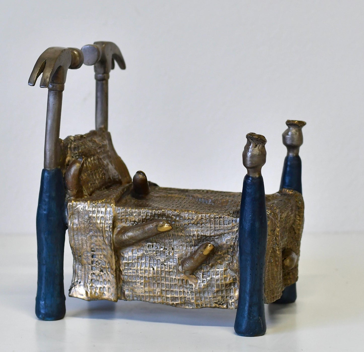 Post Modern Art Leah Poller Bronze Sculpture Titled Bed of Nails 1993