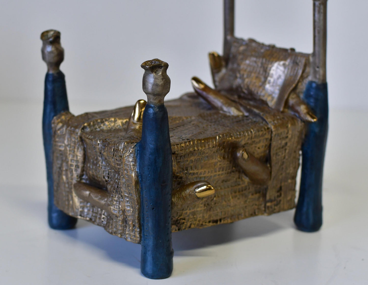 Post Modern Art Leah Poller Bronze Sculpture Titled Bed of Nails 1993